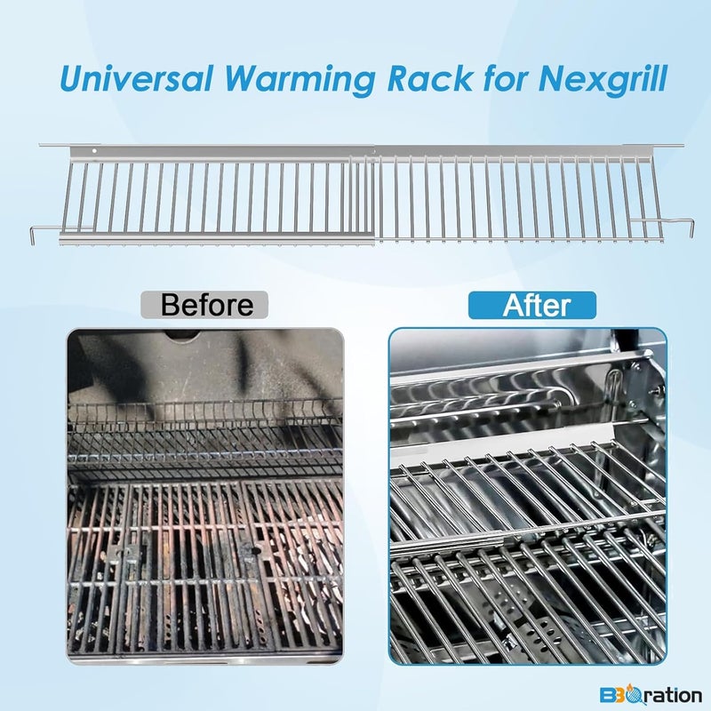 BBQration Universal Warming Rack for Nexgrill Grill Parts 720-0888S 720-0830X 720-0925P 720-0925PG, Grill Top Rack for Nexgrill 720-0830X, Adjustable Grill Warming Rack for Nexgrill Replacement Parts - Image 4